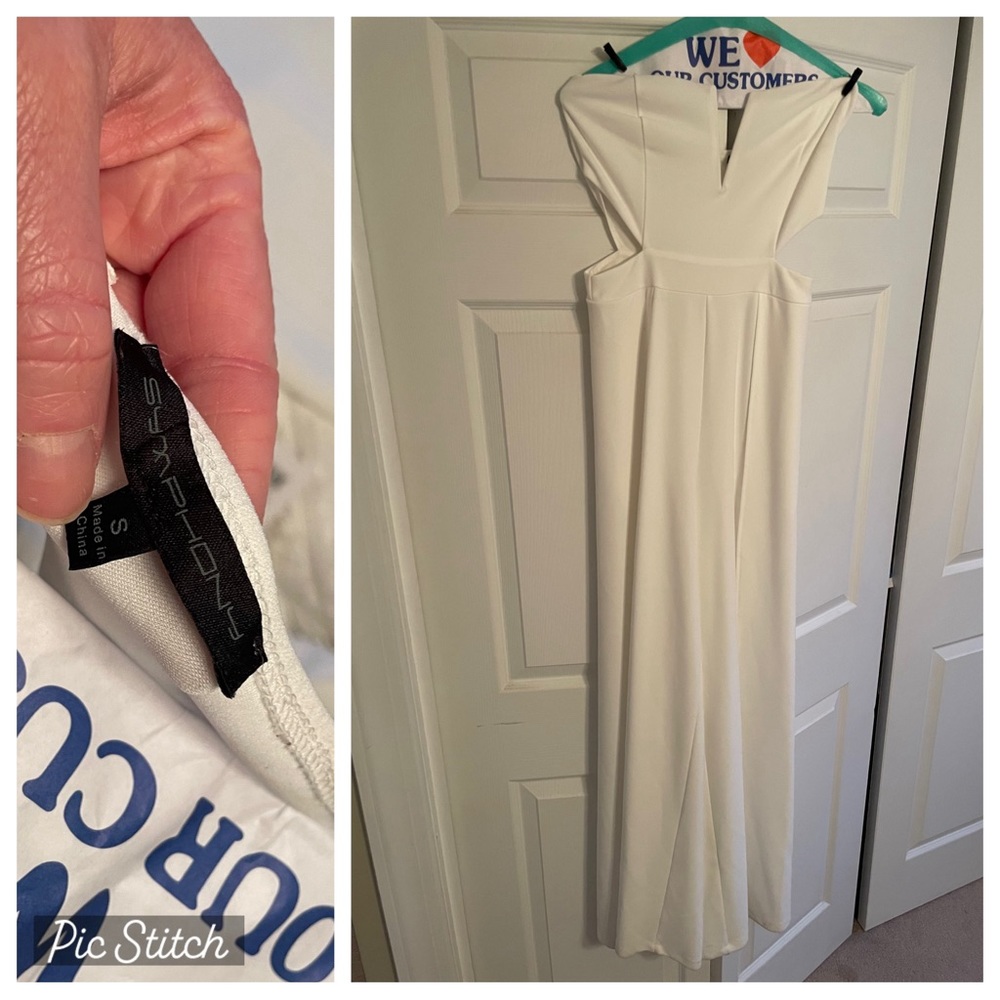 Symphony white jumpsuit with cutouts